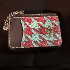 Coach Red and Blue Patterned Card Holder